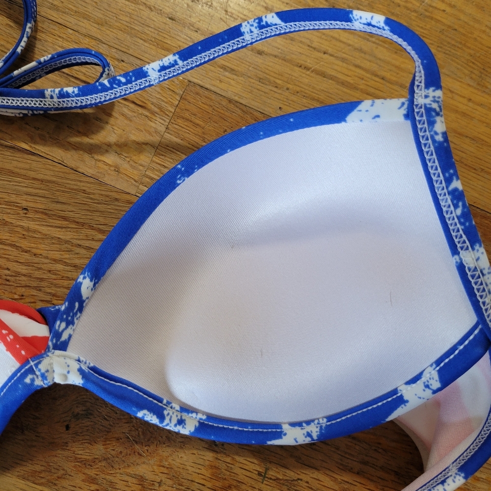 NWT xhilaration Sz S Flag Swim Top - Picture 6 of 7